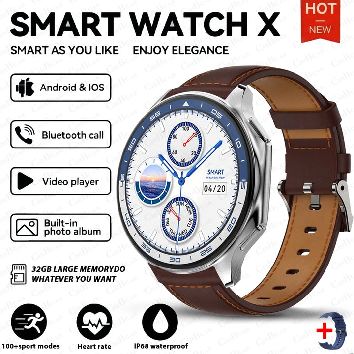 2024 New For HUAWEI IOS Watch X High-End Business Watch 32G Large Memory Album Smartwatch Men Sports Fitness Waterproof Bracelet