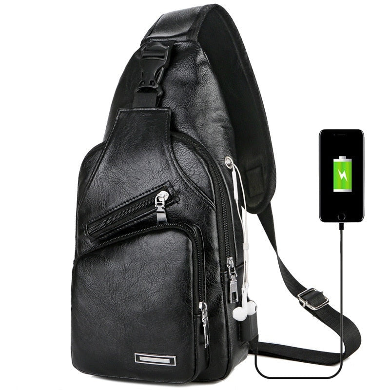 USB Charging Chest Bag With Headset Hole